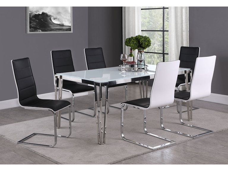 Contemporary Glass Dining Table with Sculptural Curved Chrome Legs