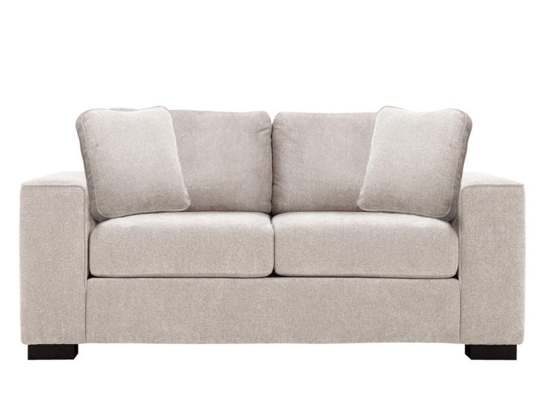 Contemporary Loveseat with Track Arms and Block Feet, Light Gray