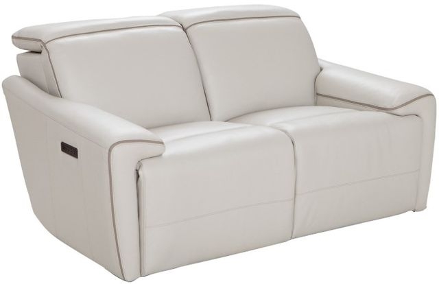 Contemporary Two-Tone Power Reclining Loveseat with Center Console