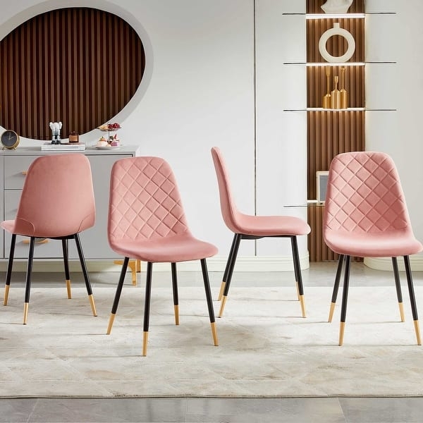 Contemporary Velvet Dining Chairs with Matte Black Metal Legs