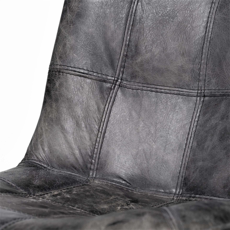 Contrast Stitching Dining Chair Distressed Leather Like