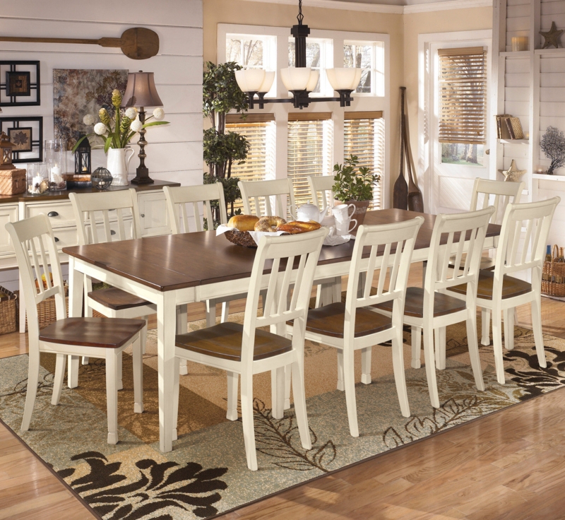 Cottage Dining Set with Two-Tone Finish and Ladder-Back Chairs