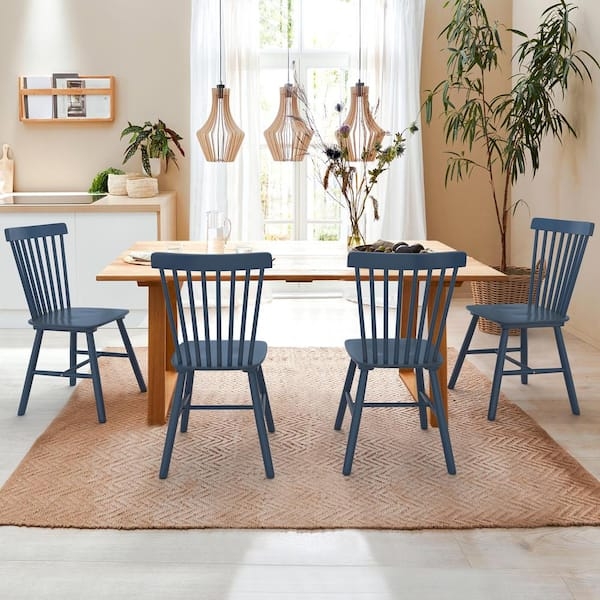 Cottage Style Navy Windsor Dining Chair with Spindle Back