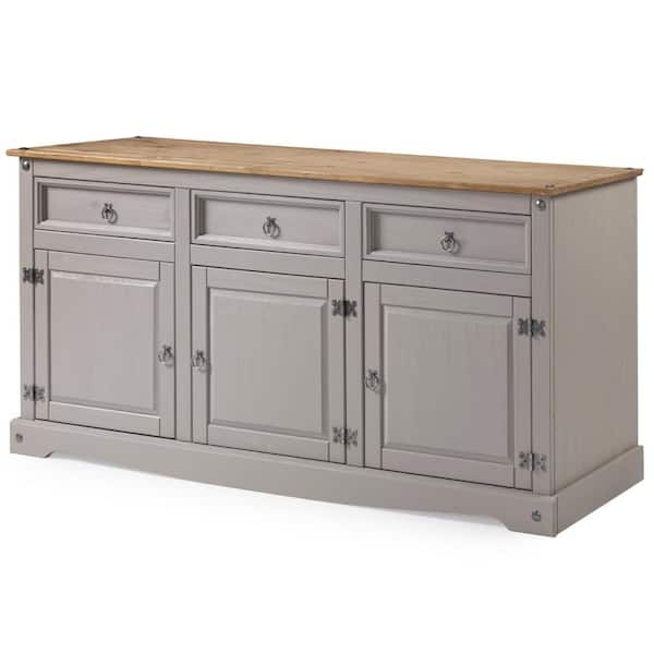 Cottage Style Sideboard Contrasting Wood Top Scalloped Apron Buffet