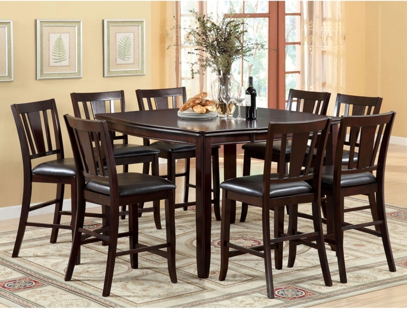 Counter Height Dining Set Leather Like Upholstery Square Pedestal
