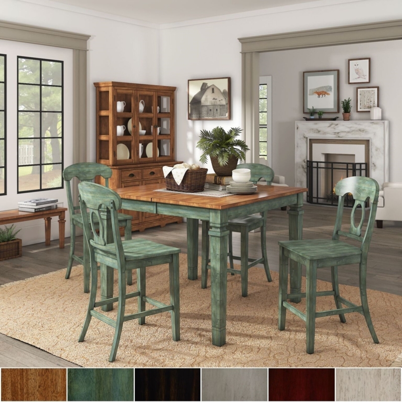 Counter Height Dining Set Sage Green Napoleon Back Pedestal Base