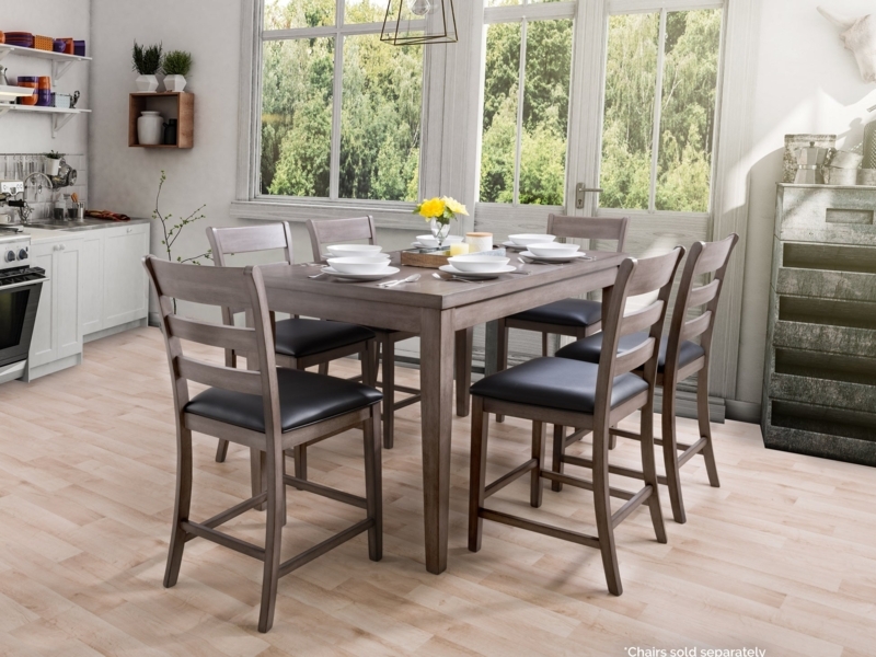 Counter Height Dining Set Weathered Grey Charcoal Stools