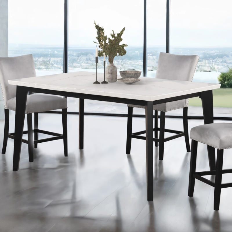 Counter Height Dining Table with Black Trestle Base