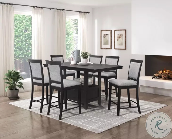Counter Height Dining Table with Built-In Shelving Storage