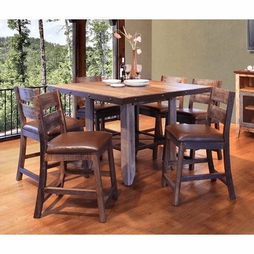 Counter Height Dining Table with Distressed Multi-Toned Finish