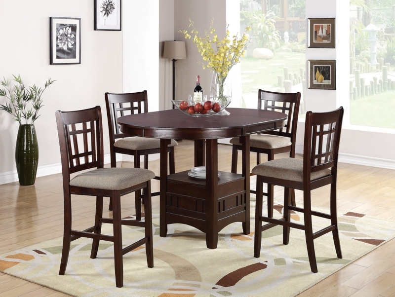Counter Height Table Espresso Finish Tapered Legs