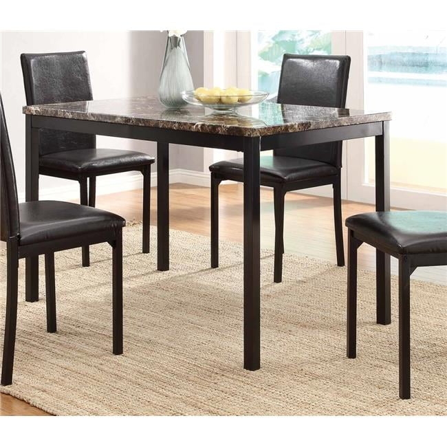 Counter Height Table Square Faux Marble Top Black Tapered Legs