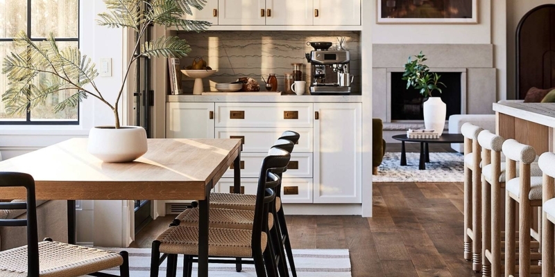 Counter Stool Cane Back Black Frame, Light Oak Island Transitional