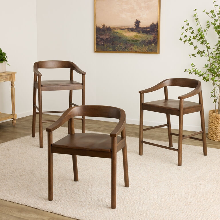 Counter Stool Low Back Silhouette Umber Brown Finish Curved Frame