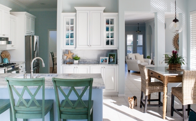Counter Stool Woven Rattan Seat Coastal Transitional Kitchen