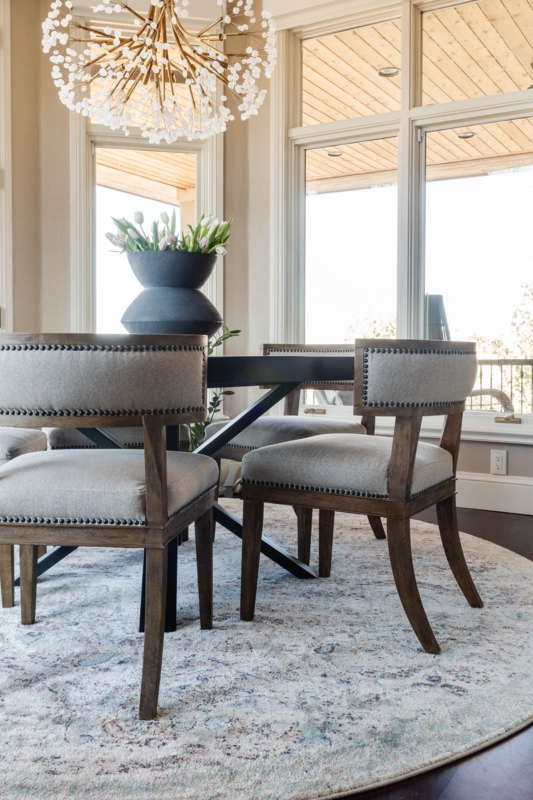 Cream Leather Bar Stools with Gold Metal Base in Glam Kitchen