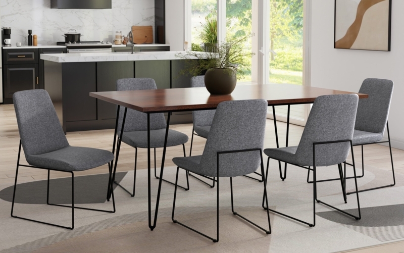 Cream Upholstered Dining Seating with Piped Edges