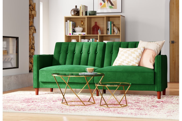Cream Upholstered Loveseat: Rolled Arms and Piping Detail