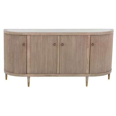 Credenza Mid-Century Vertical Ribbed Slim Gold Base