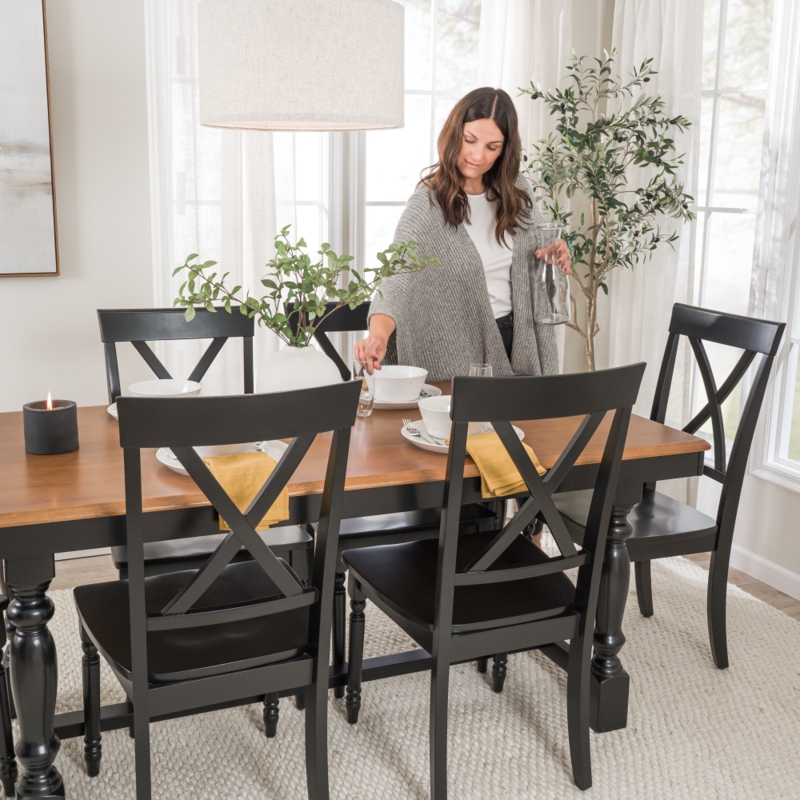 Cross Back Dining Chairs Whitewashed Wood Charcoal Fabric Seat
