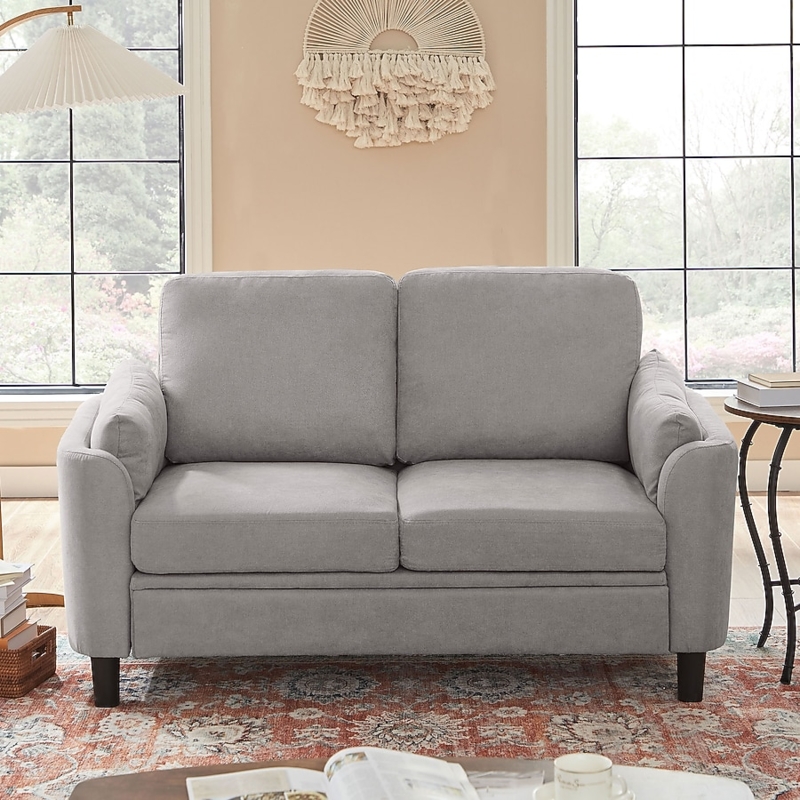 Curved Back Loveseat with Tapered Legs, Upholstered Seating