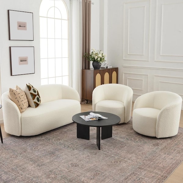 Curved Loveseat with Vertical Channel Tufting for Small Living Rooms