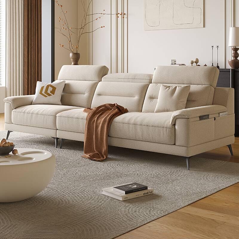 Curved Sofa Velvet-Like Fabric Pillow Top Arms Modern