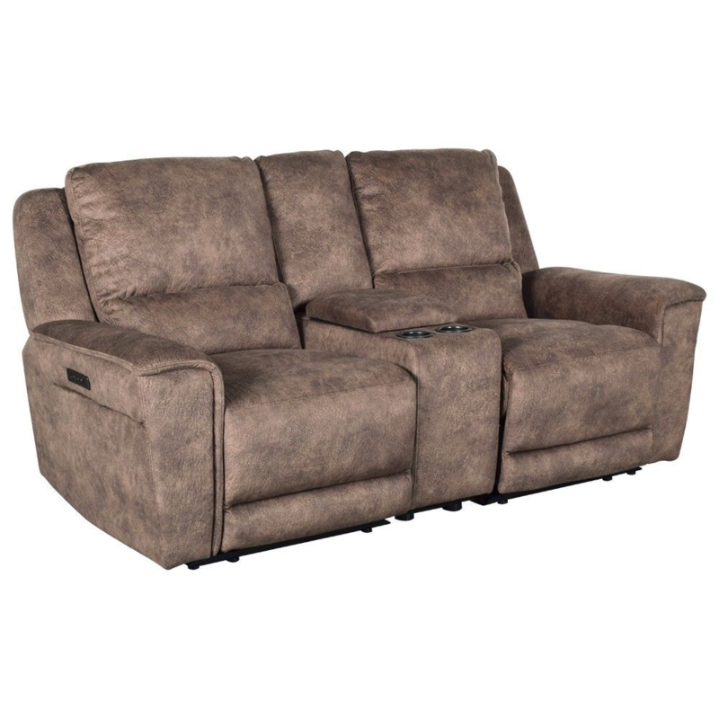 Dark Brown Reclining Loveseat with Contrast Stitching