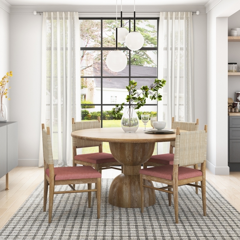 Dark Espresso Round Dining Set with Rustic Ladder Back Chairs