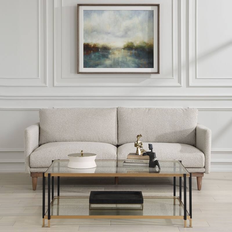 Deep Seat Sand Gray Sofa with Loose Back Cushions for Lounging
