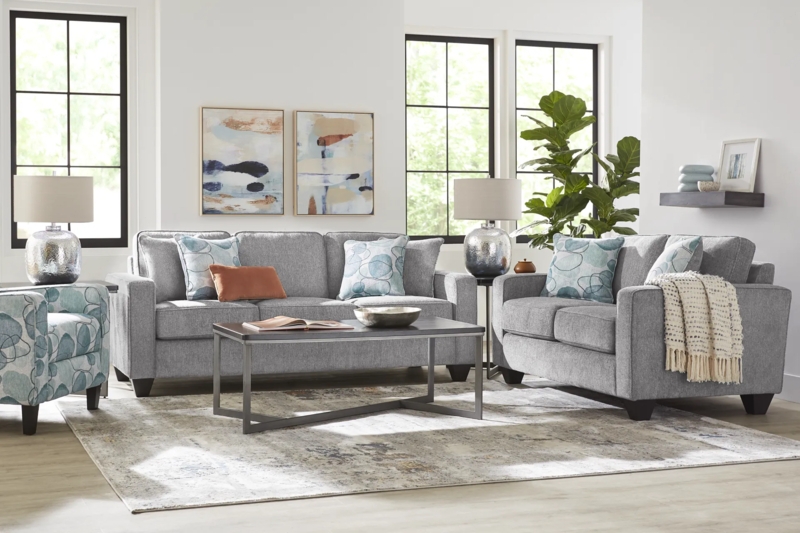 Deep Seating Loveseat with Woven Texture and Track Arms, Cozy Layout