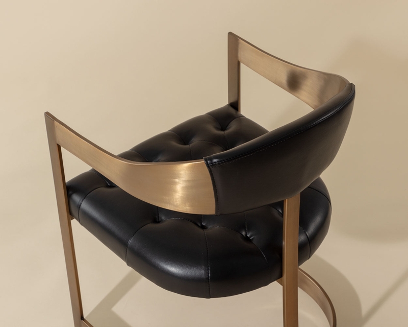 Dining Armchair Heavy Boucle Fabric Antique Brass Frame Modern