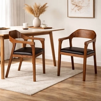 Dining Armchair Sculptural Backrest Brushed Wood Charcoal