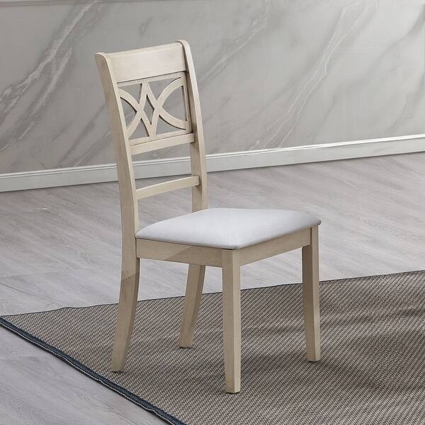 Dining Chair: Antique Gray Finish Horizontal Slat Back with Padded Seat