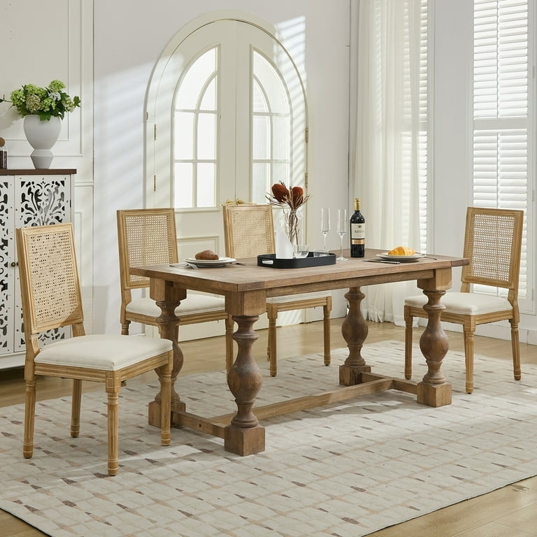 Dining Chair Arched Cane Back Weathered Wood