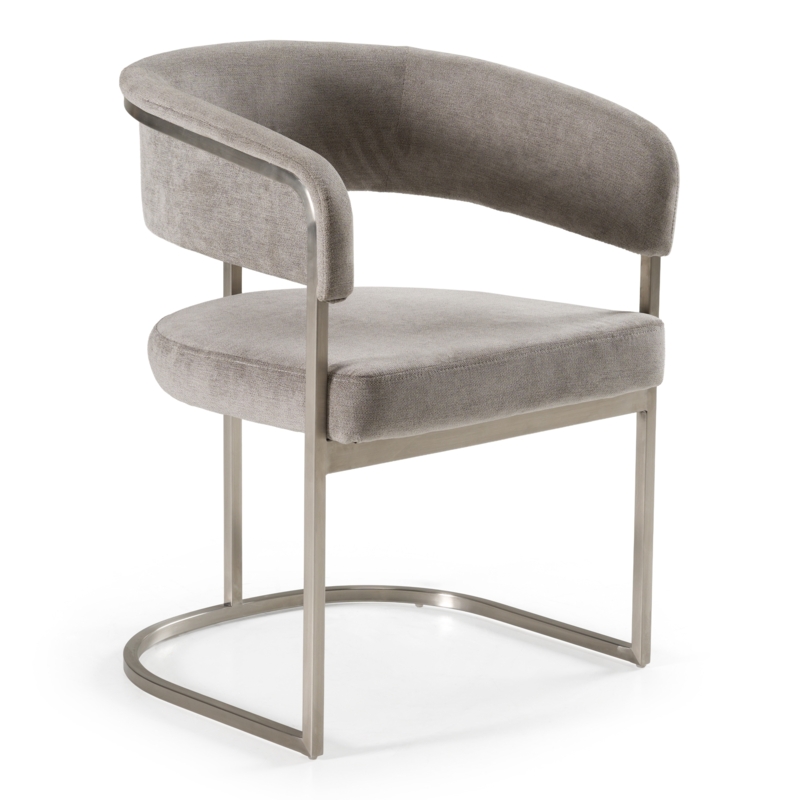 Dining Chair Architectural X-Base Integrated Arms Grey Steel
