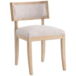 Dining Chair Beige Linen Look Curved Backrest Tapered Wood Legs