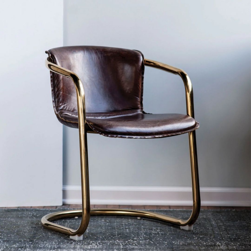 Dining Chair Bentwood Shell Grey Upholstery Brass Legs