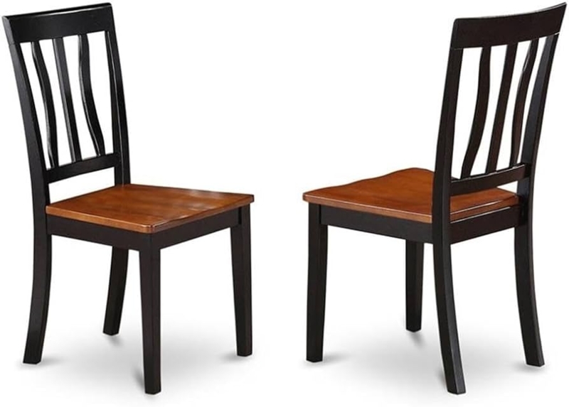 Dining Chair Black And Cherry Finish Turned Legs Traditional Slat