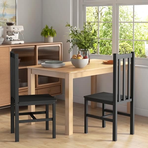 Dining Chair Black Farmhouse Slat Back Armless Matte Finish (64 chars)
