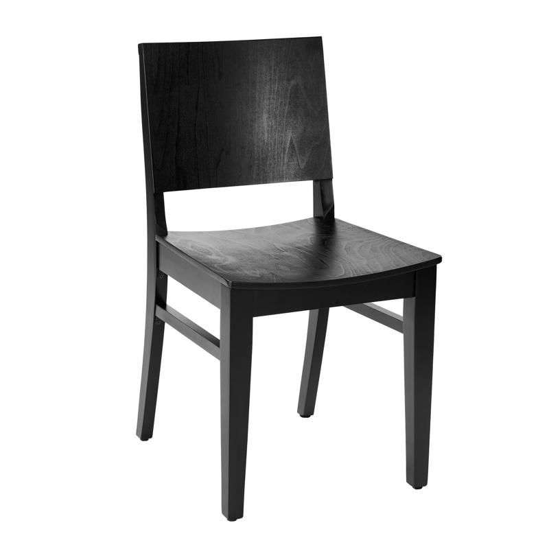 Dining Chair Black Finish Curved Backrest Vertical Slats