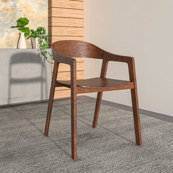 Dining Chair Black Leather-Like Upholstery with Curved Backrest