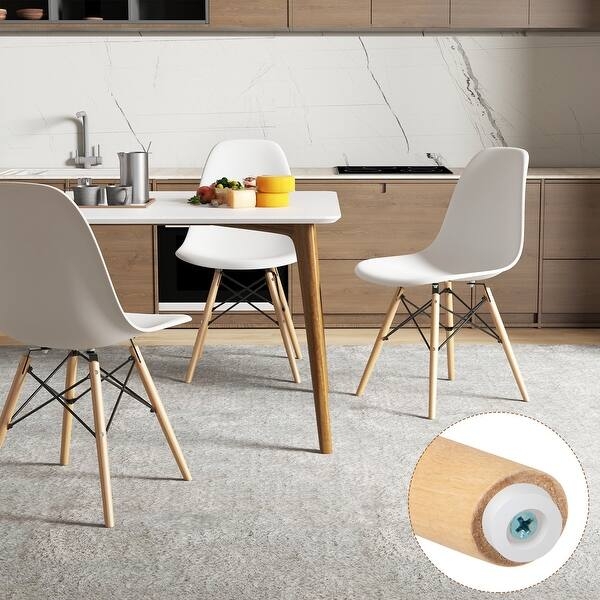 Dining Chair Black Molded Seat Eiffel Base Beech Wood Legs