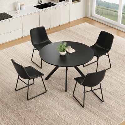 Dining Chair Black Ribbed Cantilever Silver Toned Frame