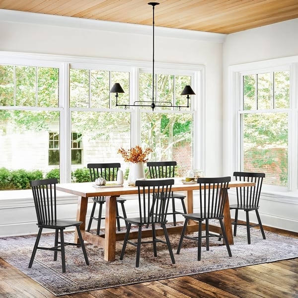 Dining Chair Blonde Wood Windsor Spindle Back Coastal Farmhouse