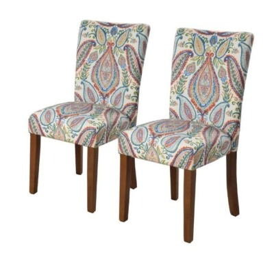Dining Chair Botanical Avian Print Parsons Upholstered High Back