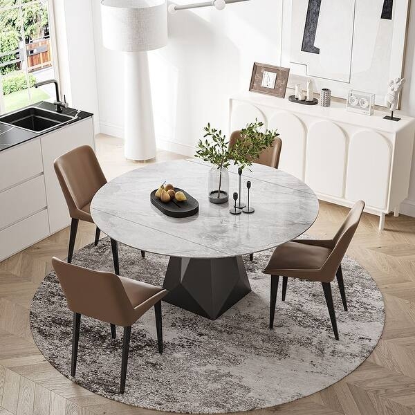 Dining Chair Brown Leather Like Curved Back Tapered Carbon Legs