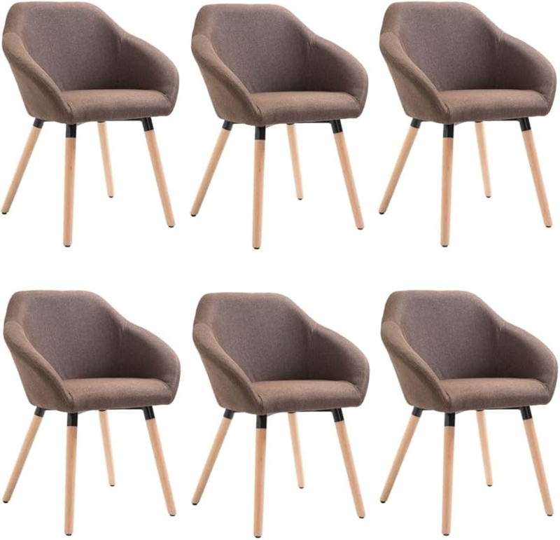 Dining Chair Brown Woven Texture Upholstery Tapered Wood Legs