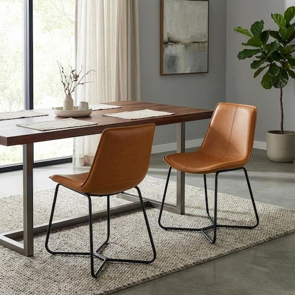 Dining Chair, Bucket Silhouette, Stitch Detailing, Slender Black Legs