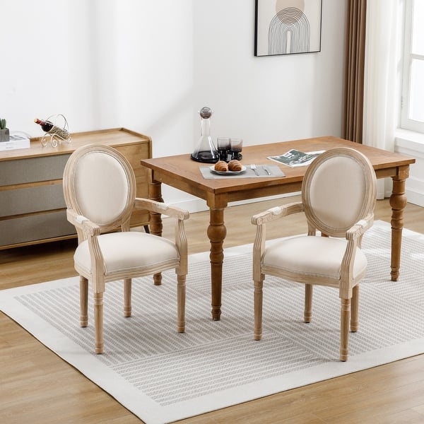 Dining Chair Button Tufted Curved Wingback Cream